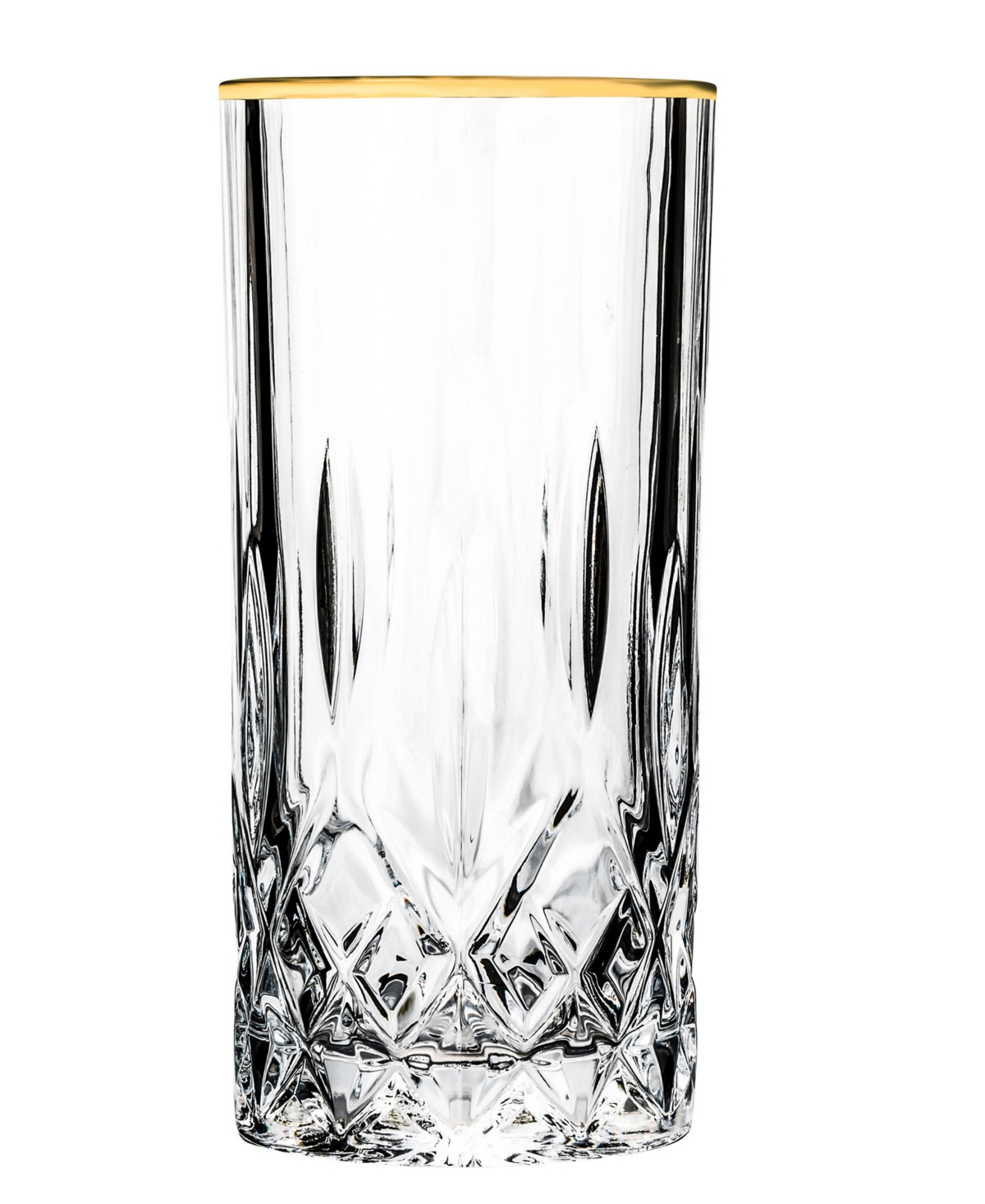 Opera Gold Collection 4 Piece Crystal High Ball Glass with Gold Rim Set - Gold-Tone