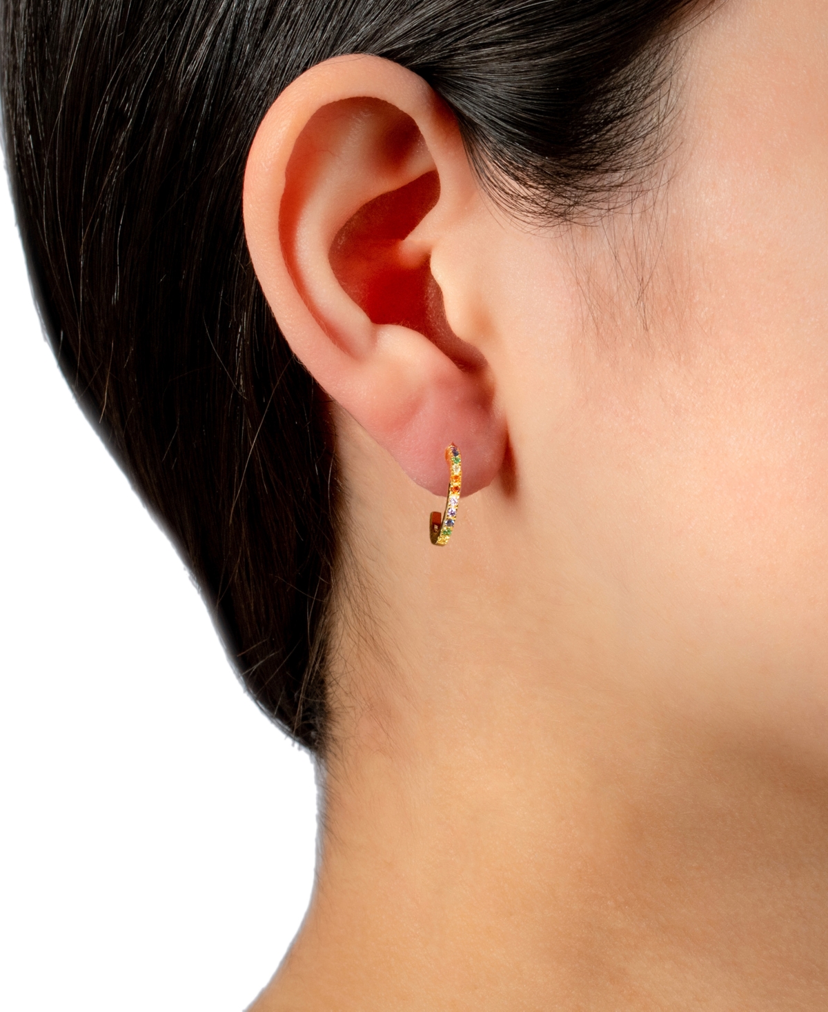Giani Bernini Rainbow Cubic Zirconia Hoop Earrings in 18k Gold-Plated Sterling Silver, Created for Macy's