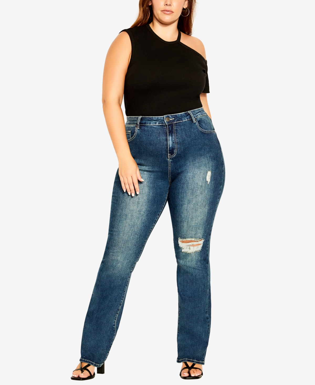 City Chic Trendy Plus Size Harley Dana Jeans In Dark Denim ModeSens