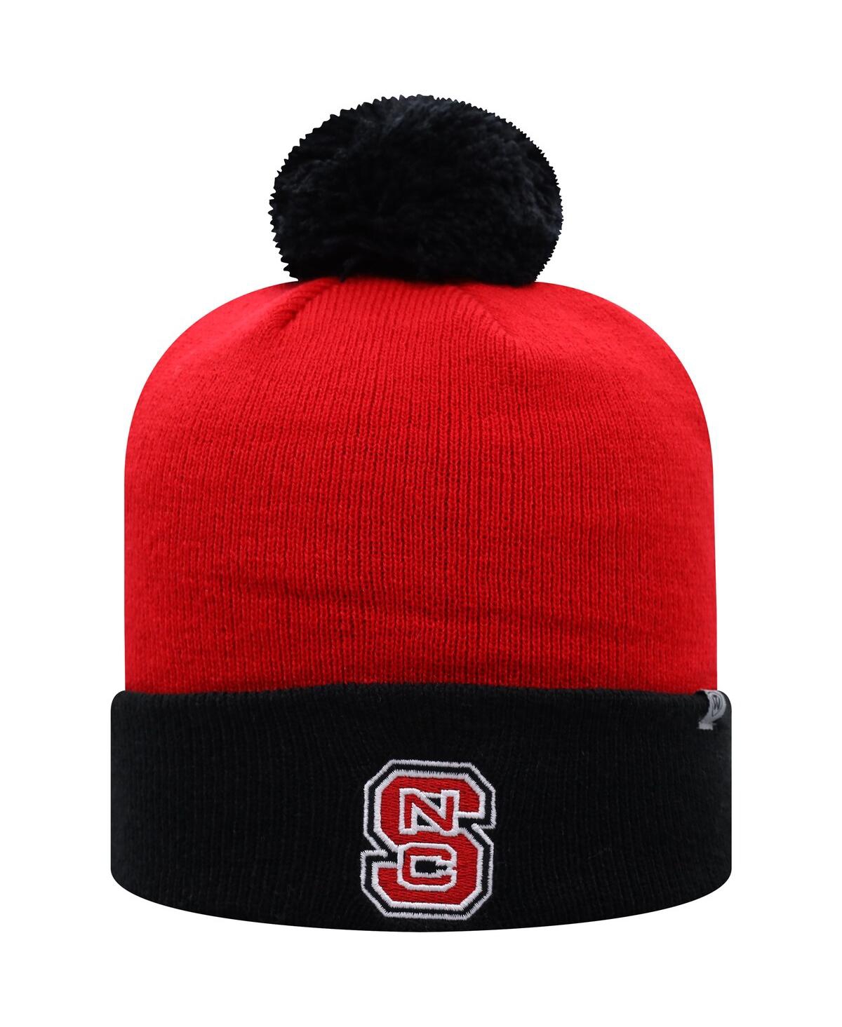 Top Of The World Men's Red And Black Nc State Wolfpack Core 2-tone Cuffed Knit Hat In Red,black