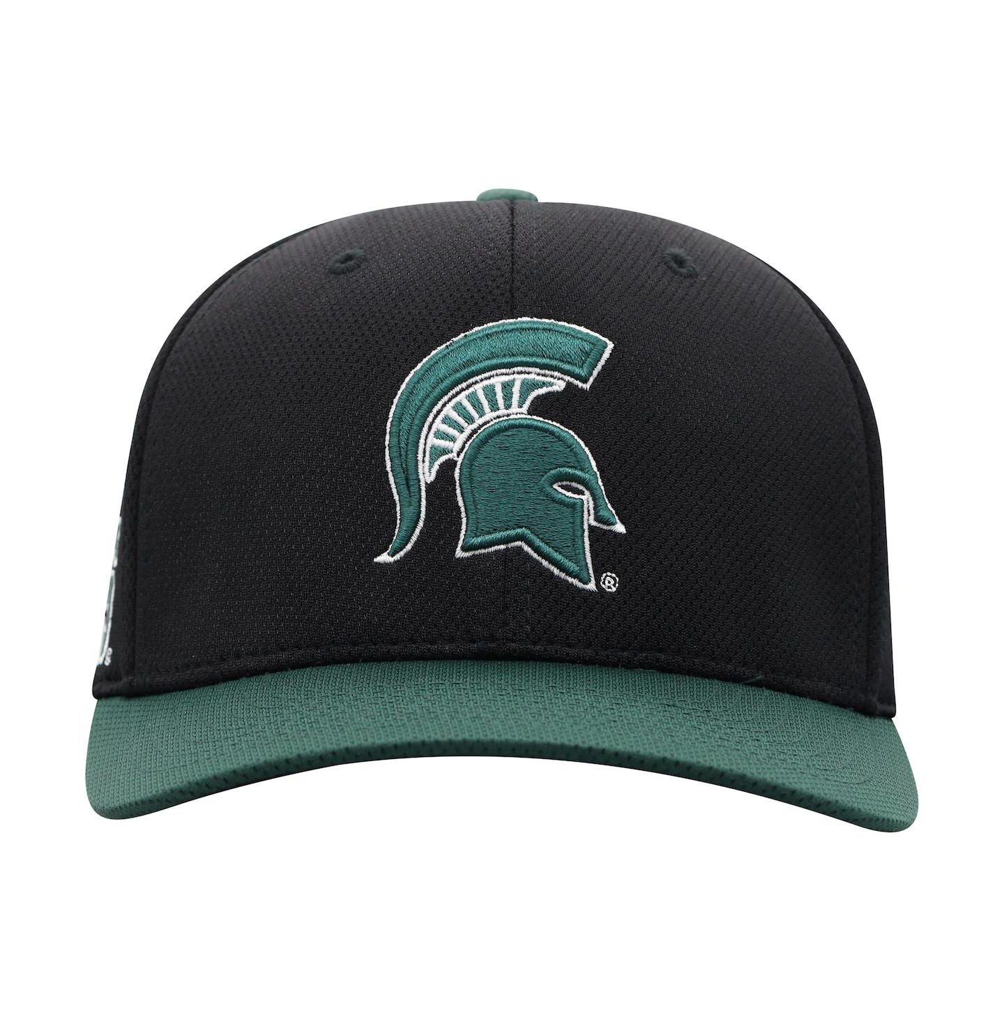 Мужская кепка Top of the World Black, Green Michigan State Spartans Two-Tone Reflex Hybrid Tech Flex Hat — фото 3
