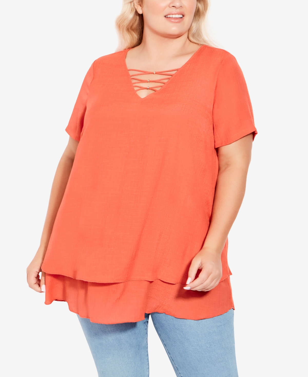 AVENUE PLUS SIZE MARION CAGED TUNIC TOP