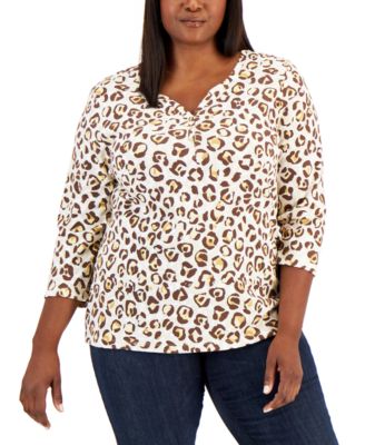 plus size leopard print button down shirt