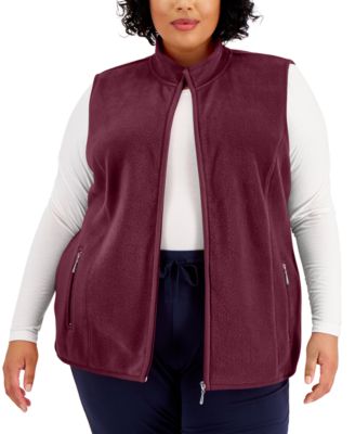 Plus Size Fleece Zip-Front Vest, Created for Macy's