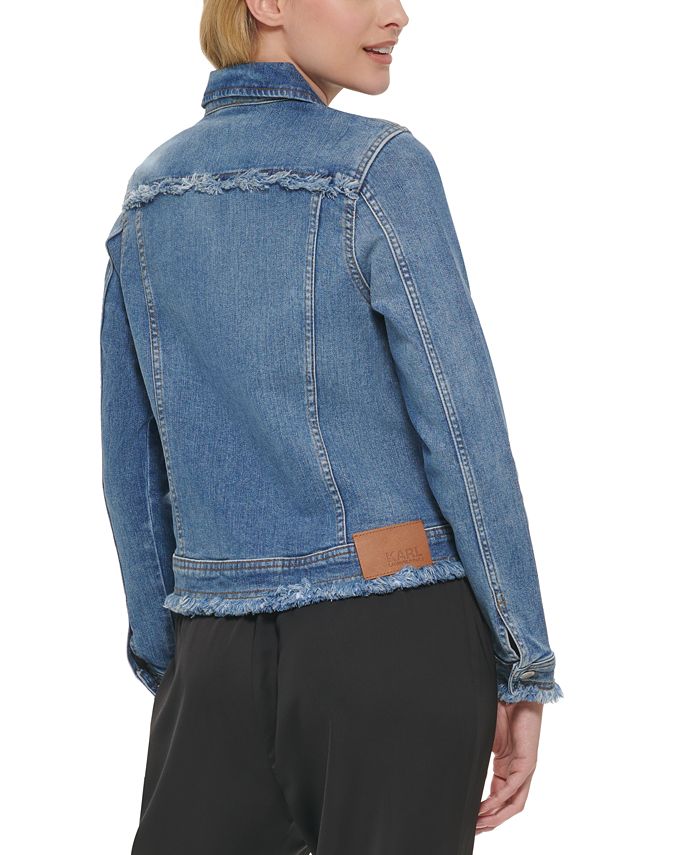 KARL LAGERFELD PARIS Women's Denim Jacket with Patches - Macy's
