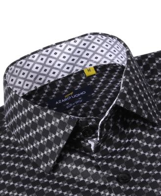 Men's Business Geometric Long Sleeve Button Down Shirt