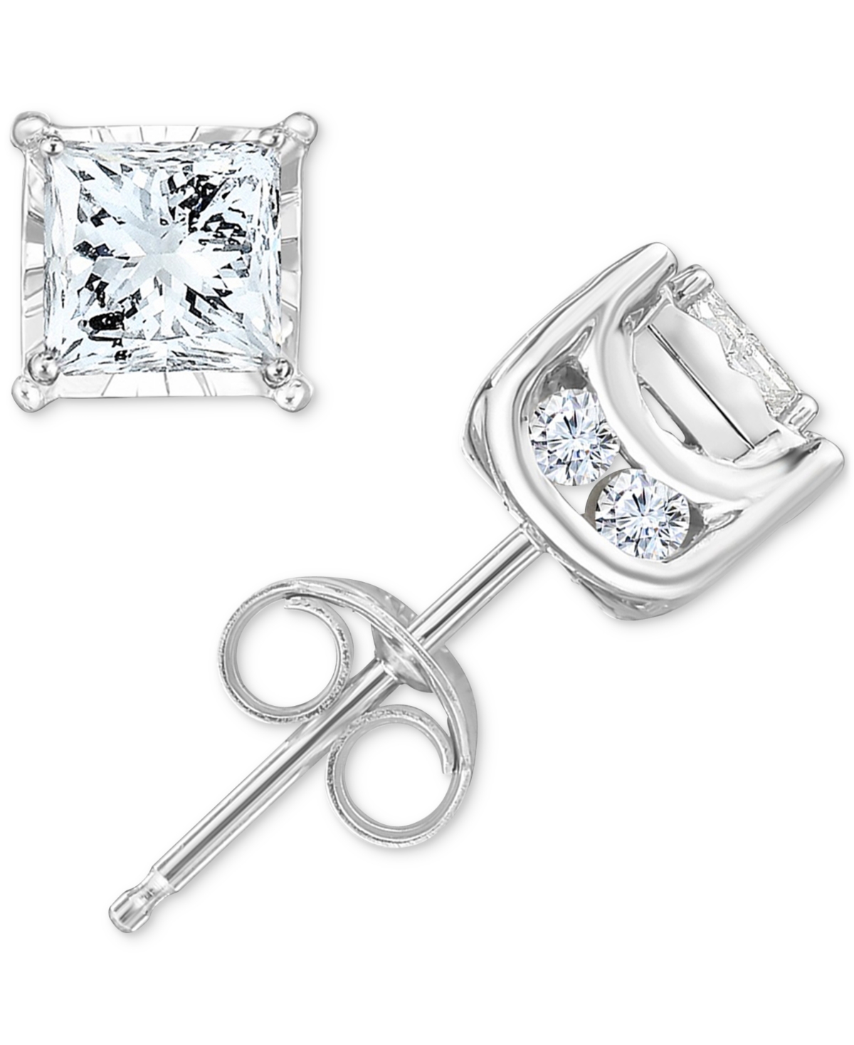 Diamond Princess Stud Earrings (3/4 ct. t.w.) in 14k White Gold, Gold or Rose Gold - Rose Gold
