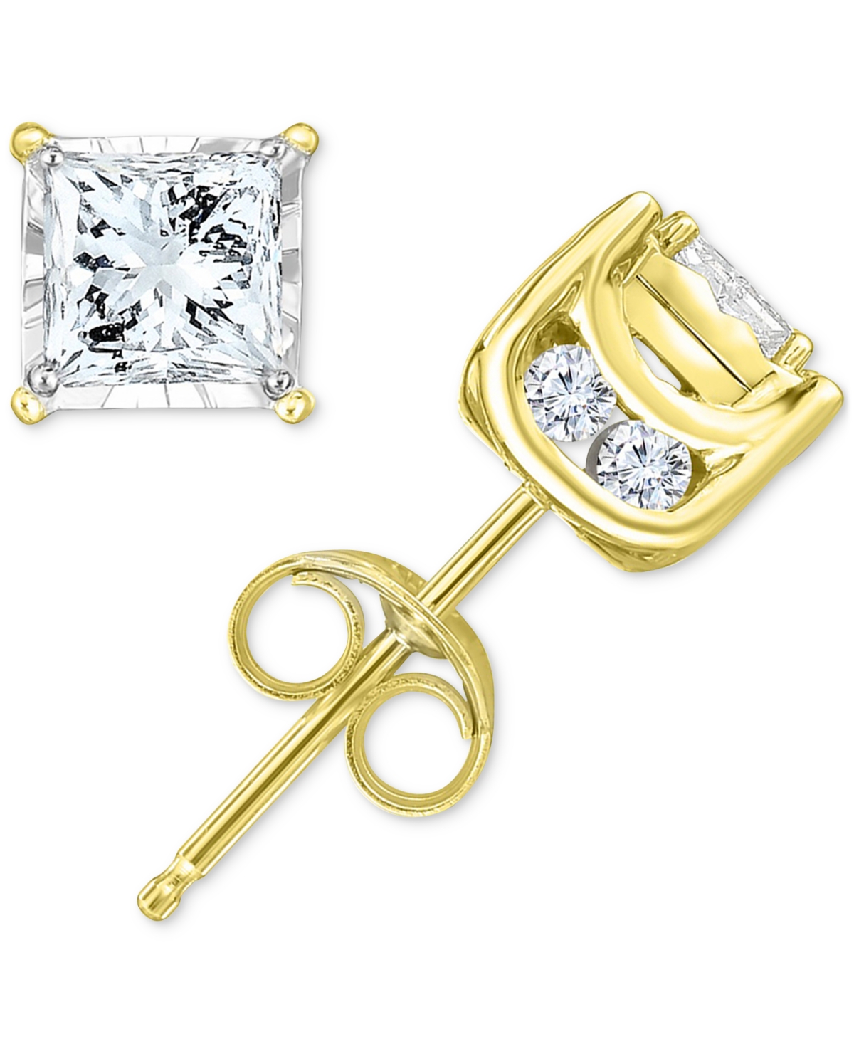 Diamond Princess Stud Earrings (3/4 ct. t.w.) in 14k White Gold, Gold or Rose Gold - Rose Gold