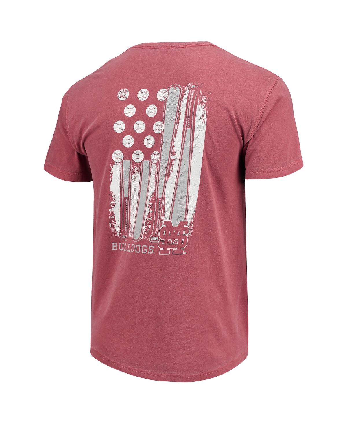 Men'sMississippi State Bulldogs Baseball Flag Comfort Colors T-shirt - Maroon
