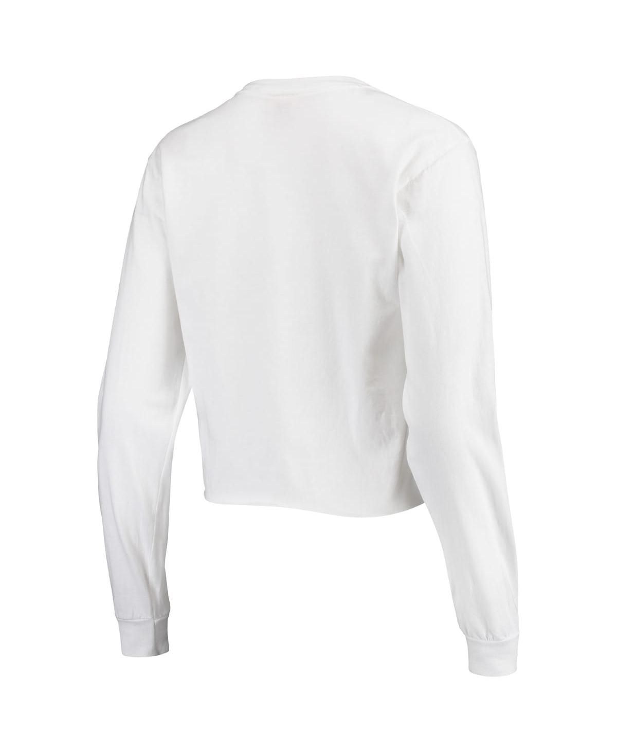 Shop Image One Women's White Texas Longhorns Retro Campus Crop Long Sleeve T-shirt