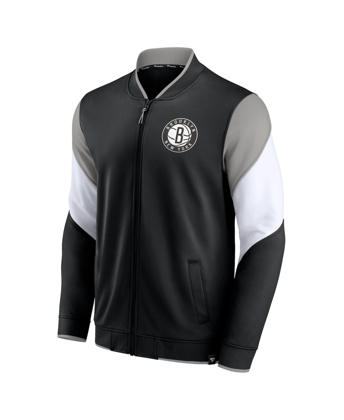 Fanatics Men's  Branded Black, Gray Brooklyn Nets League Best Performance Full-zip Jacket In Black,gray