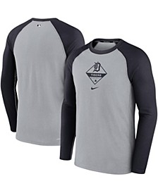 Men's Gray and Navy Detroit Tigers Game Authentic Collection Performance Raglan Long Sleeve T-shirt