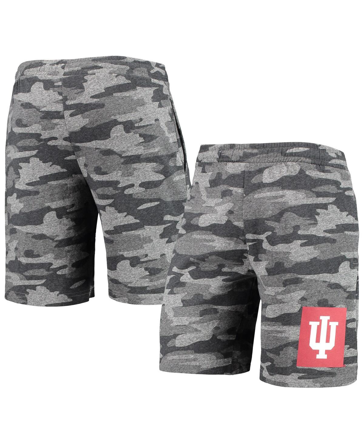 Concepts Sport Men's  Charcoal, Gray Indiana Hoosiers Camo Backup Terry Jam Lounge Shorts In Charcoal,gray