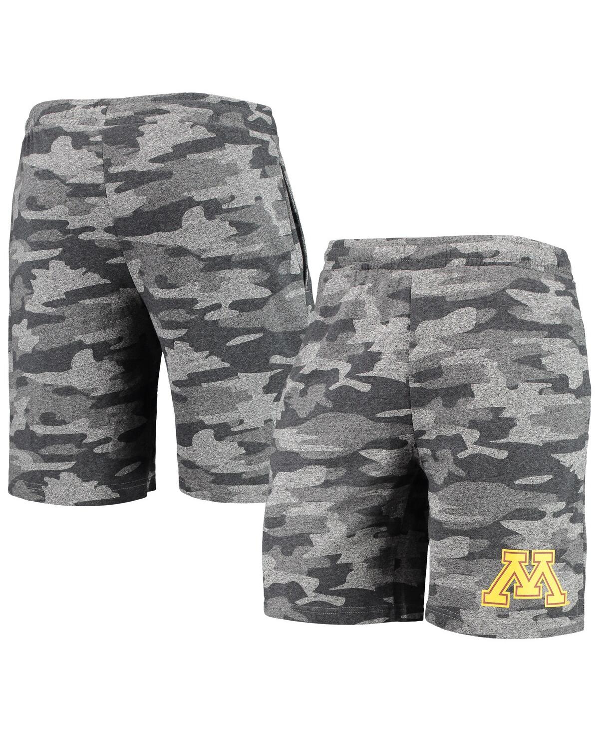 Concepts Sport Men's  Charcoal, Gray Minnesota Golden Gophers Camo Backup Terry Jam Lounge Shorts In Charcoal,gray