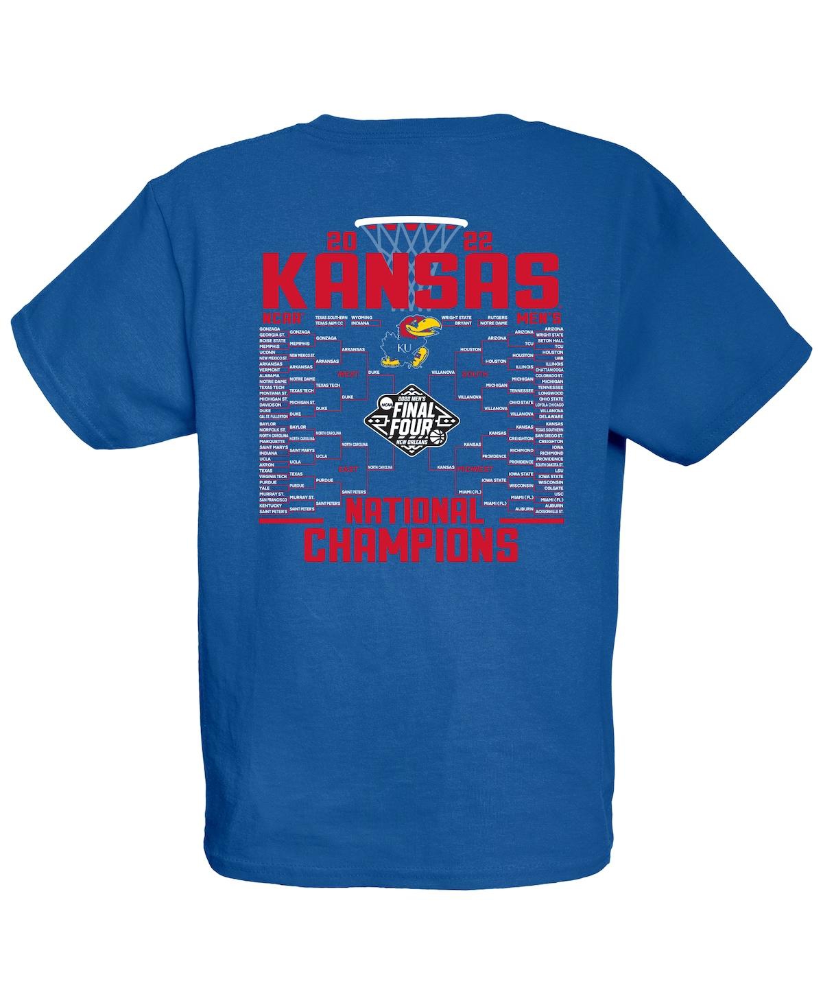 Shop Blue 84 Big Boys  Royal Kansas Jayhawks 2022 Ncaa Men's Basketball National Champions Bracket T-shirt
