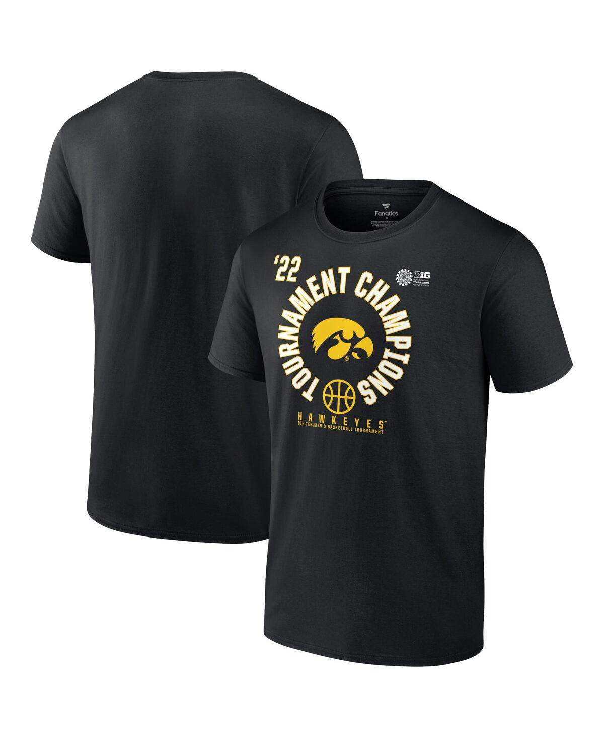 Men's FanaticsIowa Hawkeyes 2022 Big Ten Men's Basketball Conference Tournament Champions T-shirt - Black