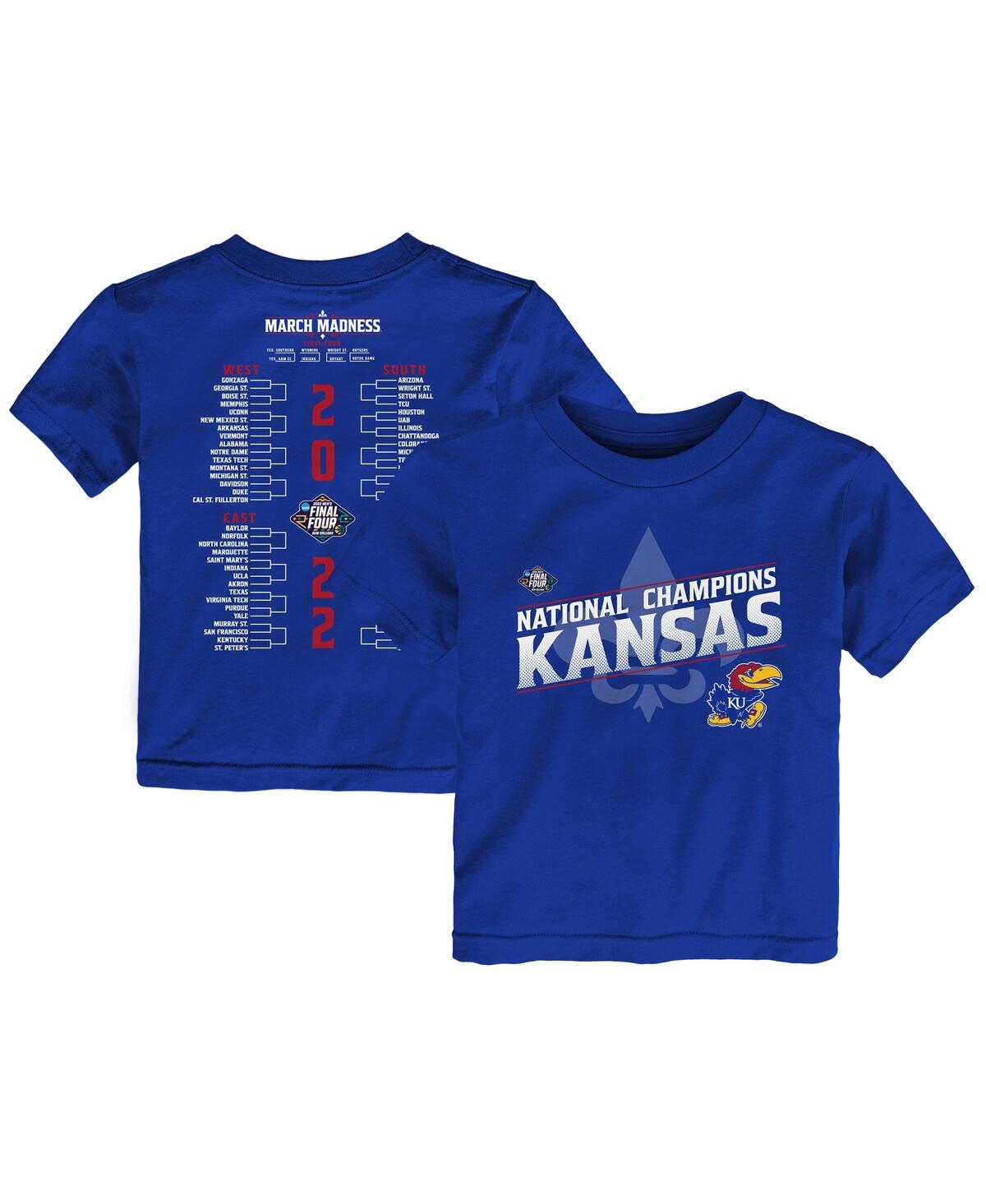 Outerstuff Toddler Girls And Boys Royal Kansas Jayhawks 2022 Ncaa Men's Basketball National Champions Bracket T In Royal