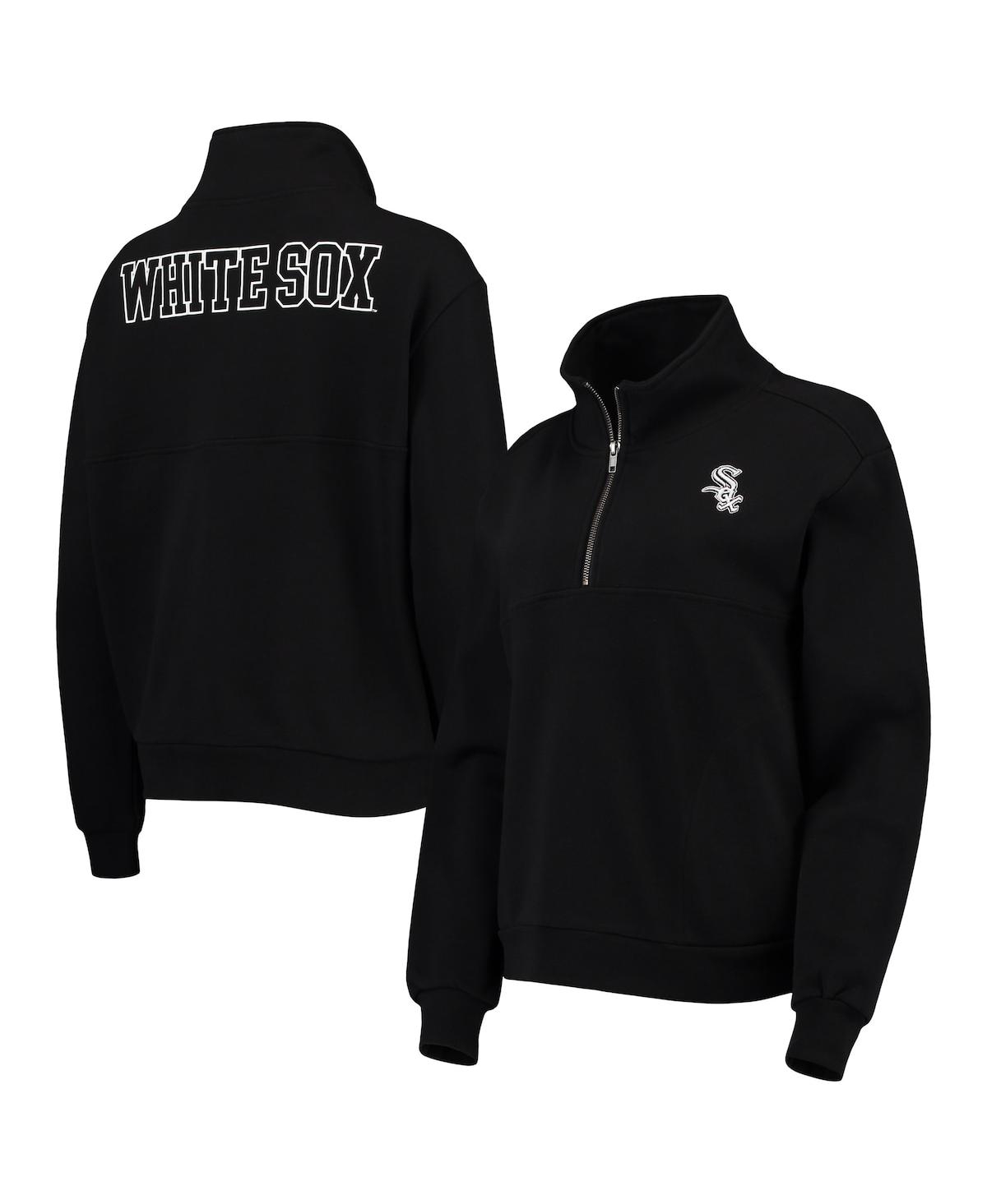THE WILD COLLECTIVE WOMEN'S THE WILD COLLECTIVE BLACK CHICAGO WHITE SOX TWO-HIT QUARTER-ZIP PULLOVER TOP