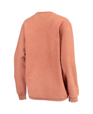 Women's Texas Orange Texas Longhorns Comfy Cord Vintage-Like Wash Basic Arch Pullover Sweatshirt
