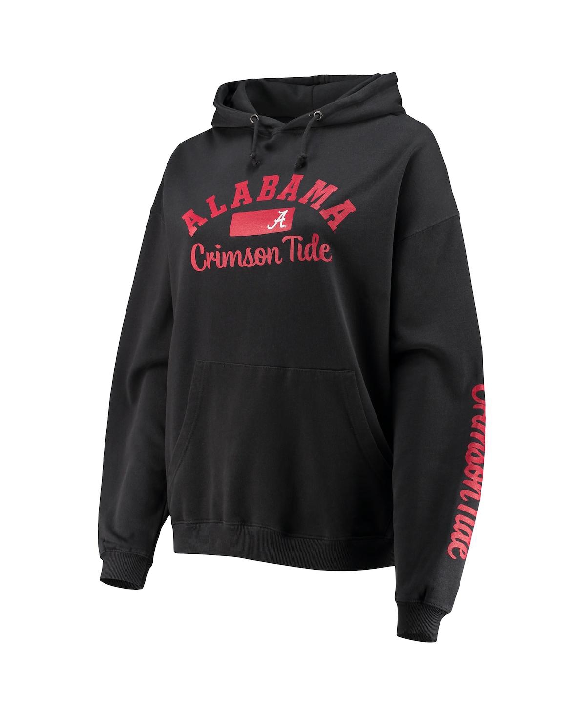 Shop Pressbox Women's  Black Alabama Crimson Tide Rock N Roll Super Oversized Pullover Hoodie