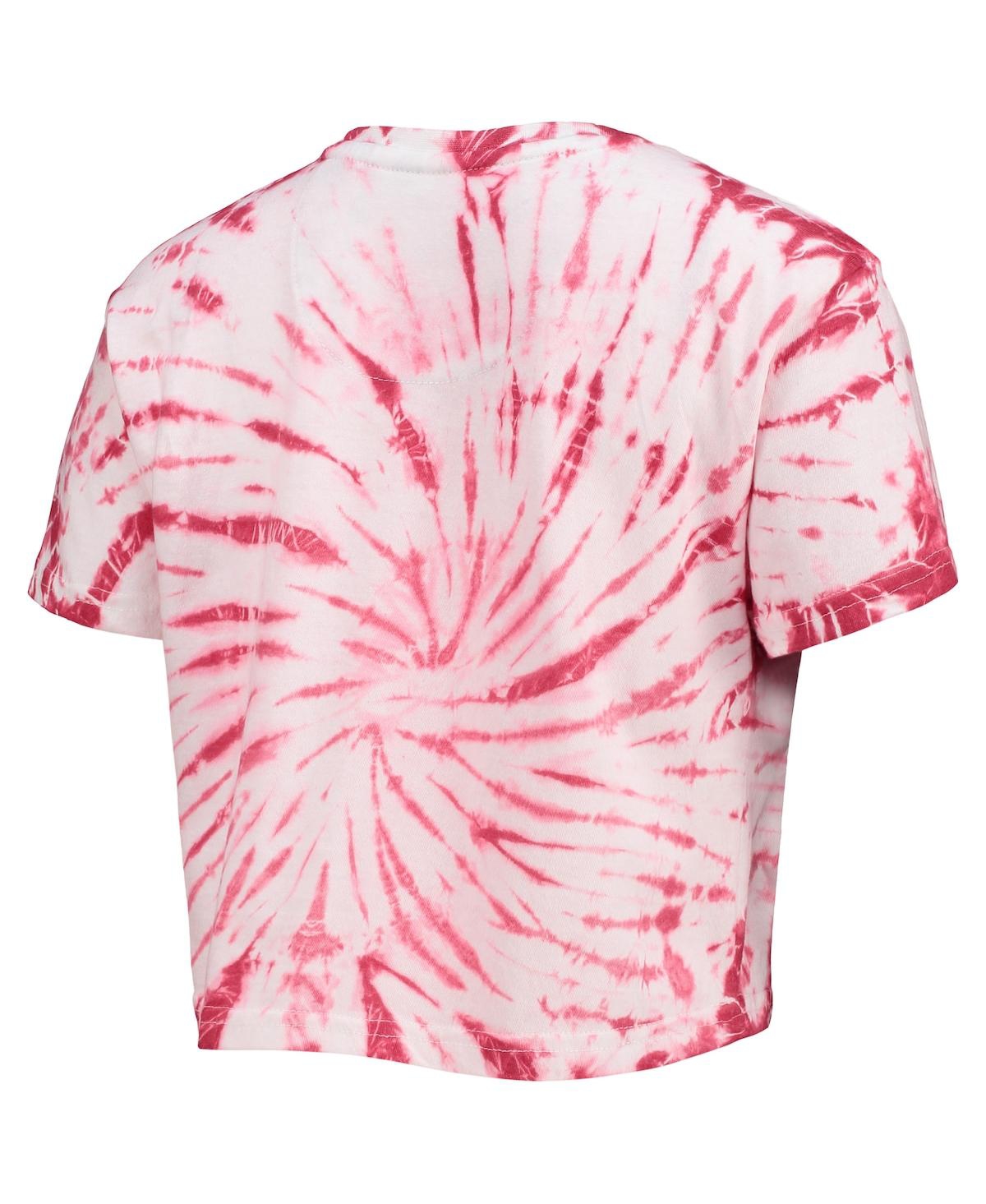 PRESSBOX WOMEN'S PRESSBOX CRIMSON ALABAMA CRIMSON TIDE SHOWTIME TIE-DYE CROP T-SHIRT 