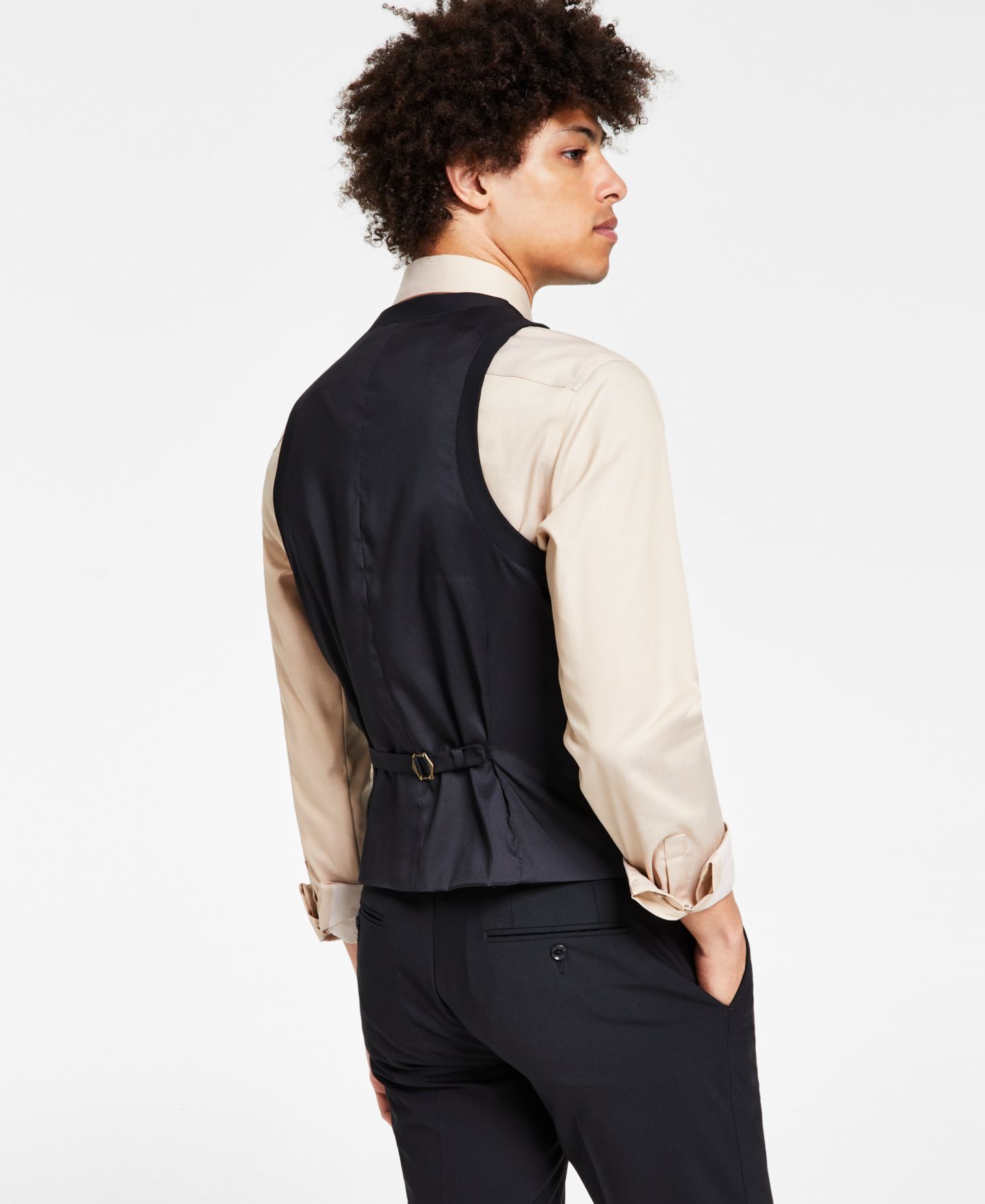 Мужской жилет Bar III Slim-Fit Wool Suit Vest, цвет: Чёрный — фото 2