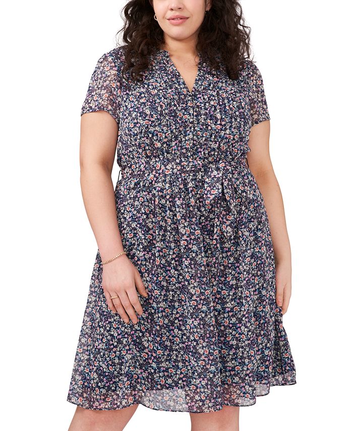 MSK Plus Size Pintucked Fit & Flare Dress - Macy's