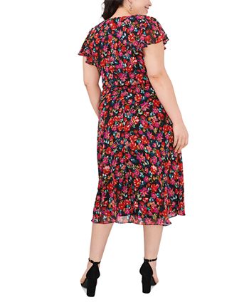 MSK Plus Size Smocked-Waist Chiffon Midi Dress - Macy's
