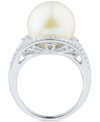 Cultured White Ming Pearl (11-13mm) & Diamond (1/3 ct. t.w.) Ring in 14k Gold