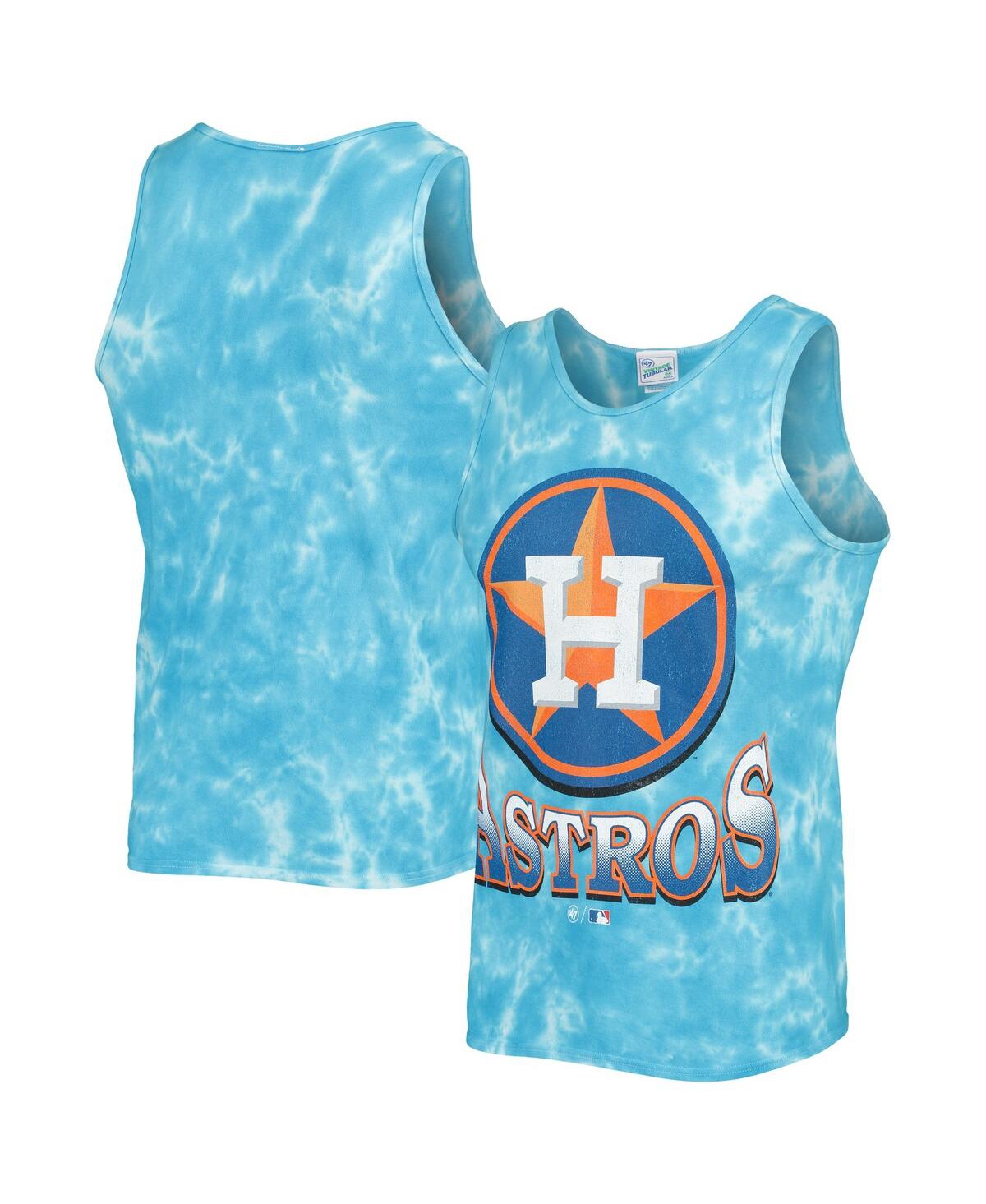 Shop 47 Brand Men's '47 Blue Houston Astros Big Leaguer Tubular Tie-dye Tank Top