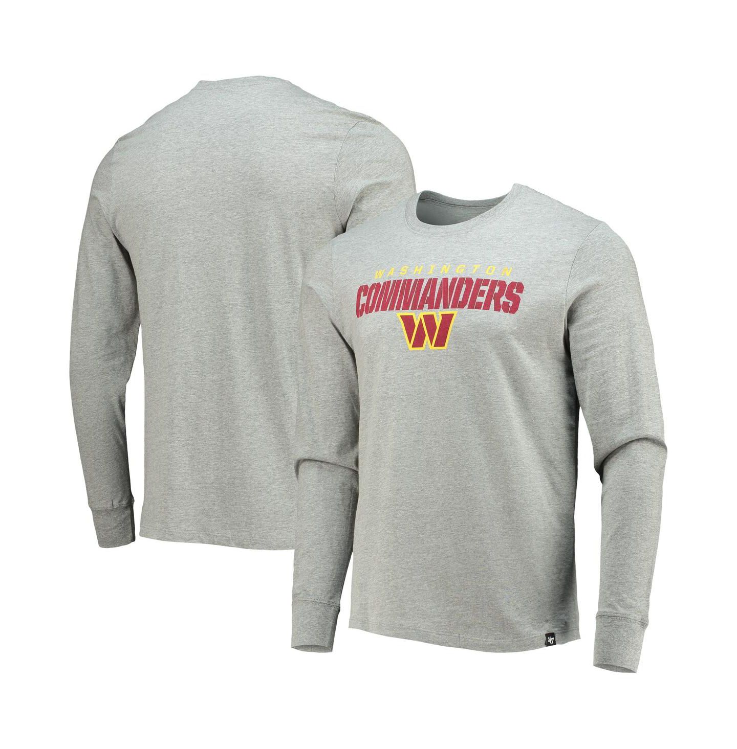 Мужская футболка '47 Brand Heathered Gray Washington Commanders Traction Super Rival Long Sleeve — фото 1