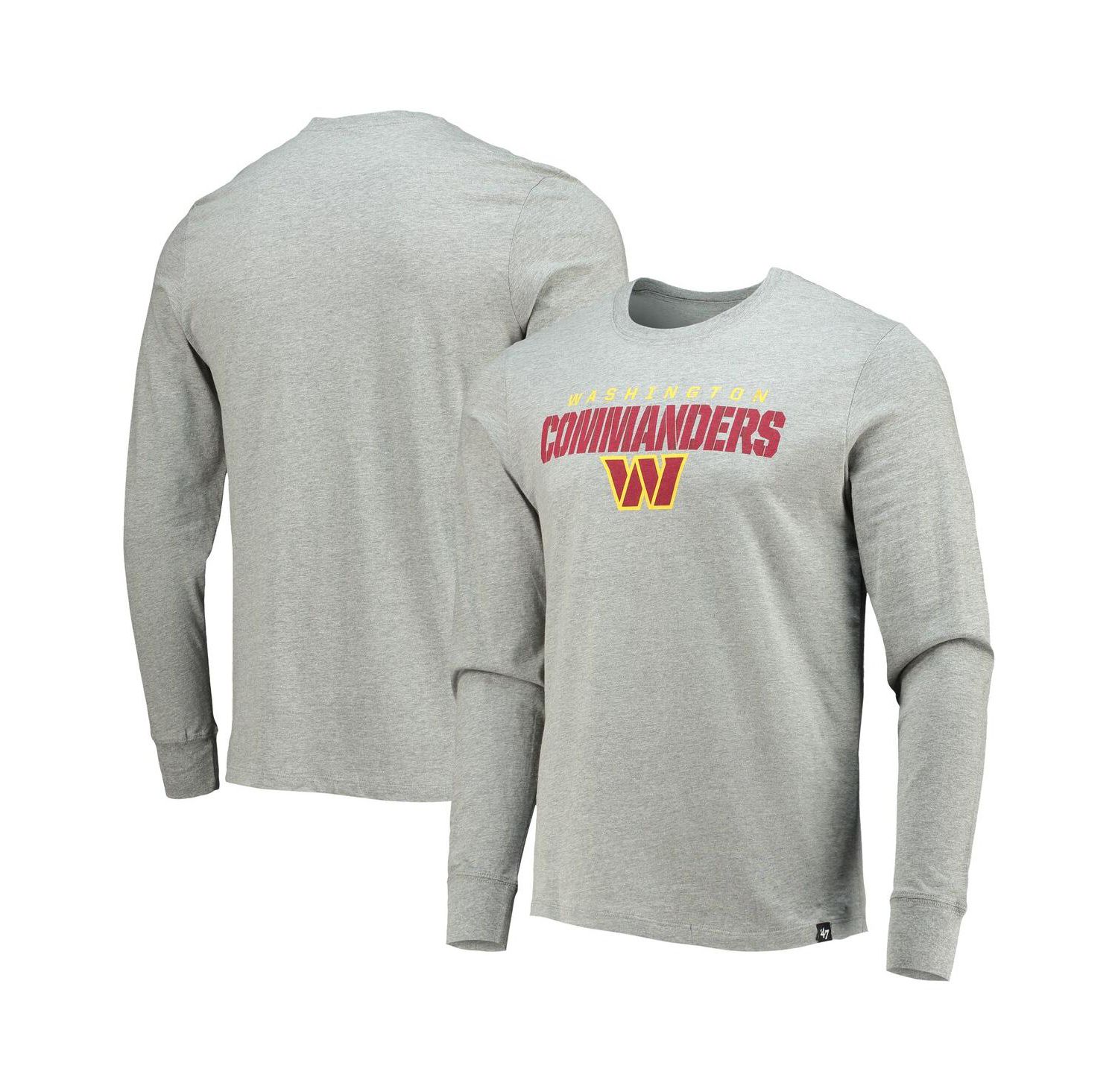 Men's Heathered Gray Washington Commanders Traction Super Rival Long Sleeve T-shirt