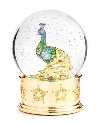 Holiday Lane - Jewel Tones Glass Peacock Waterglobe with Resin Base Christmas D&eacute;cor