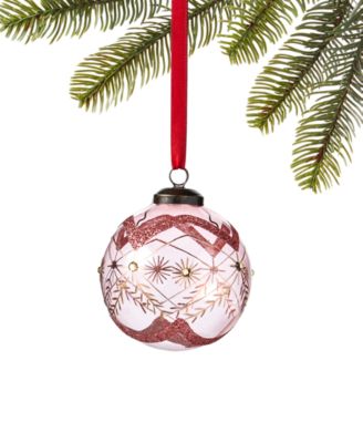 Holiday Lane Burgundy & Blush Glass Ball Ornament, Created For Macy's ...