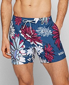 BOSS Men's Floral-Print Swim Shorts
