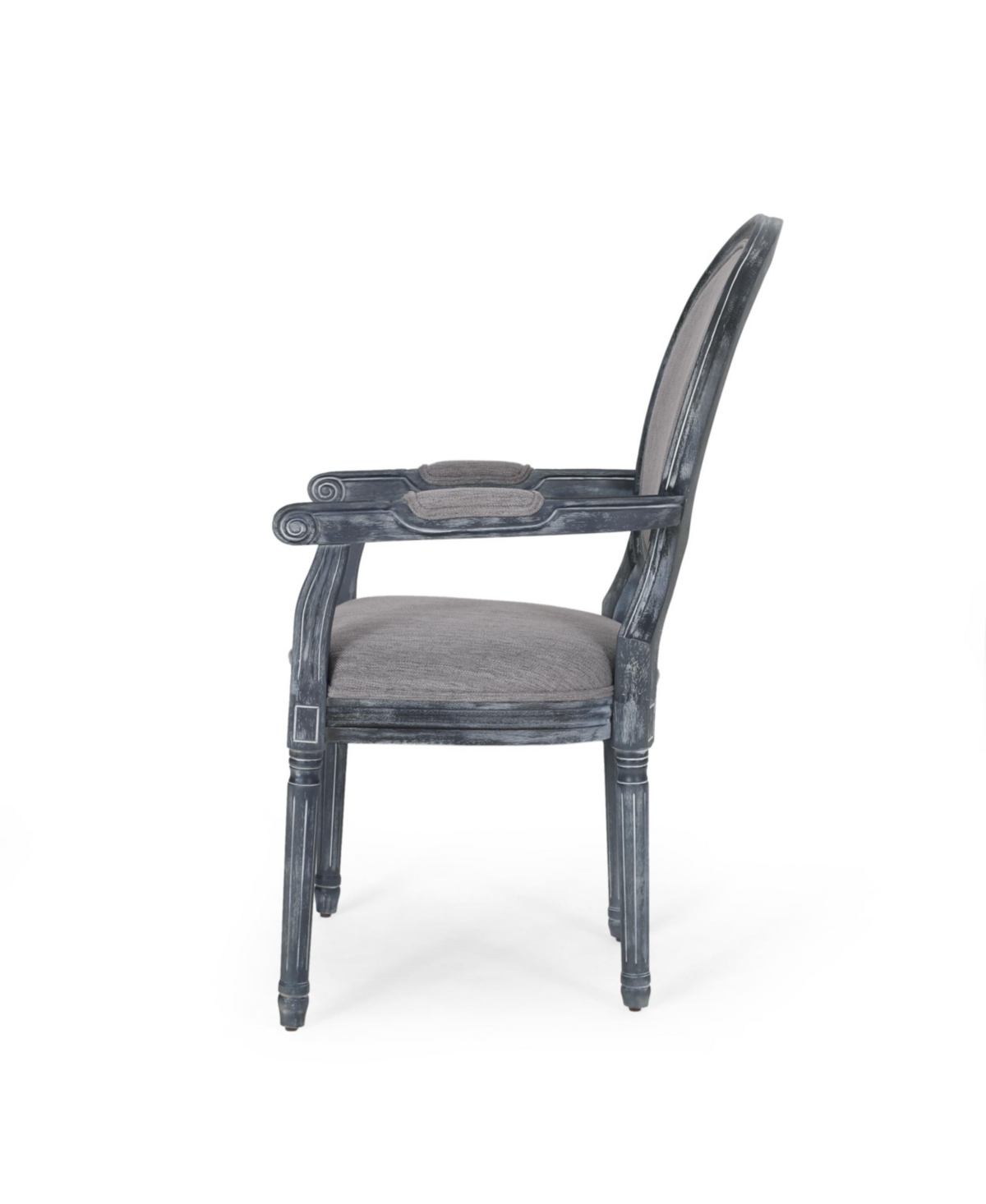 Noble House Judith French Country Wood Upholstered Dining Chair Set, 2 Piece In Gray
