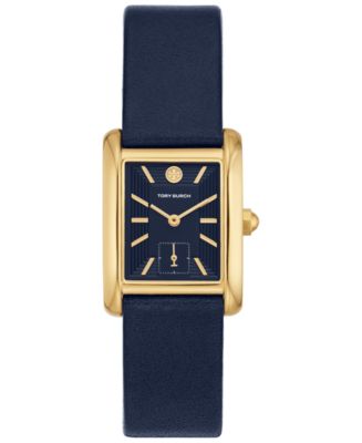 Tory Burch Women's The Eleanor Navy Leather Strap Watch 25mm - Macy's