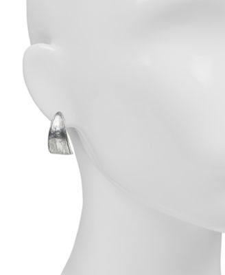 Silver-Tone Hammered J-Hoop Earrings