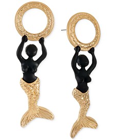 Home by Areeayl Gold-Tone & Black Mermaid Statement Earrings, Created for Macy's