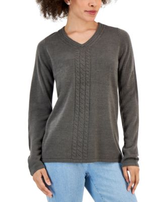 Karen Scott Women's Cable Front Mock Neck Sweater Red - Size M