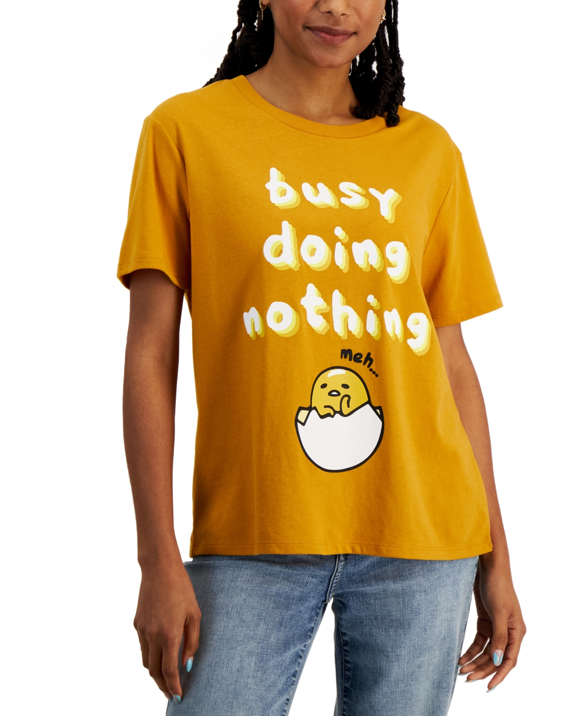 Juniors' Gudetama Busy Doing Nothing T-Shirt - Gold