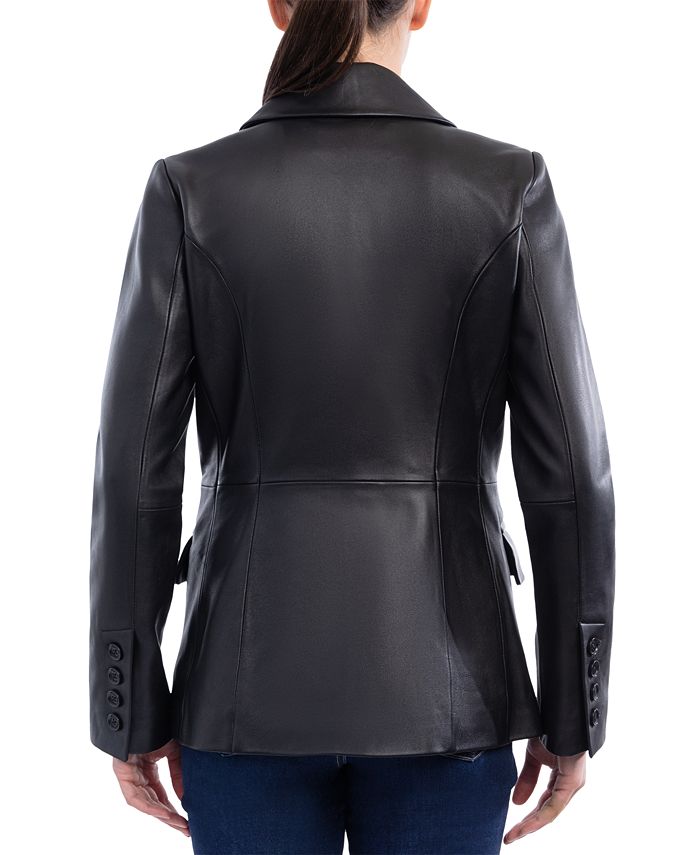 Anne Klein Women's Leather DoubleBreasted Blazer Coat Macy's