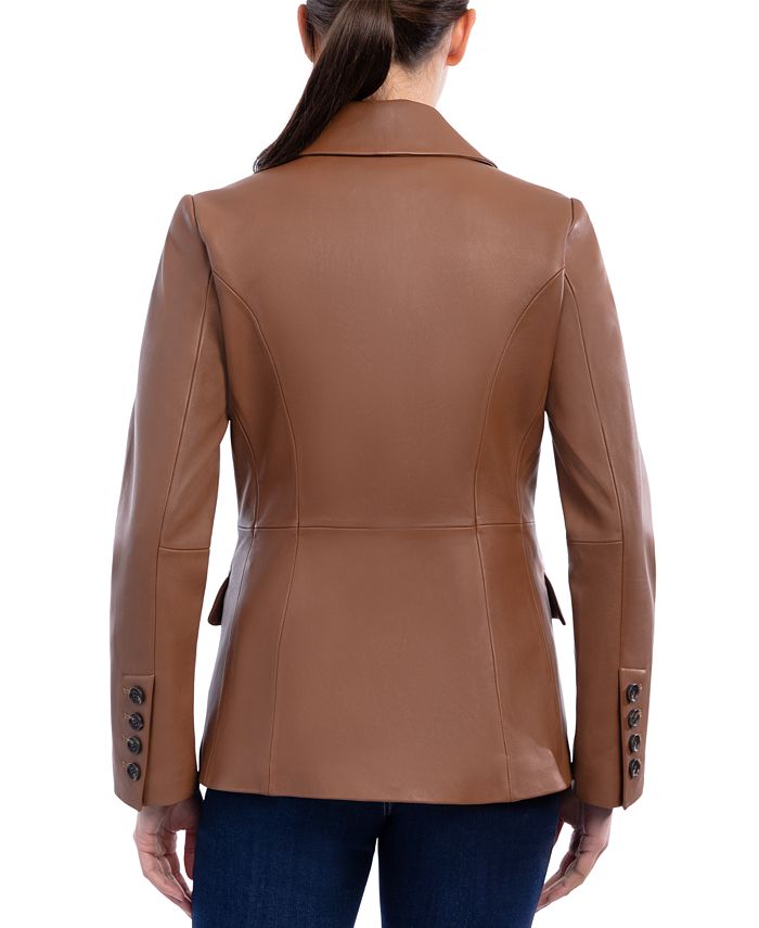 Anne Klein Women's Leather DoubleBreasted Blazer Coat Macy's