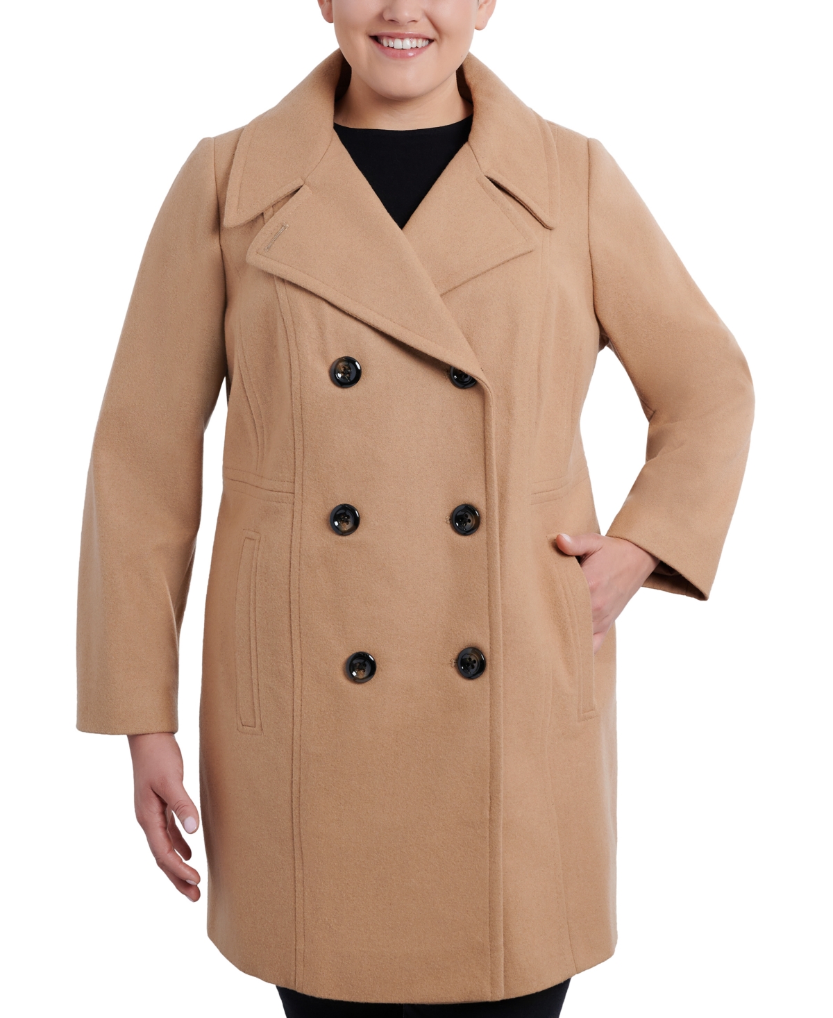 Womens plus size double breasted pea coat sale