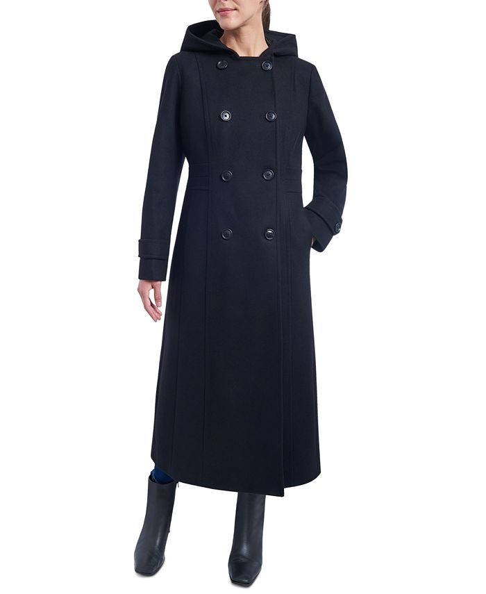 Anne Klein Women's Hooded Double-Breasted Maxi Coat - Macy's