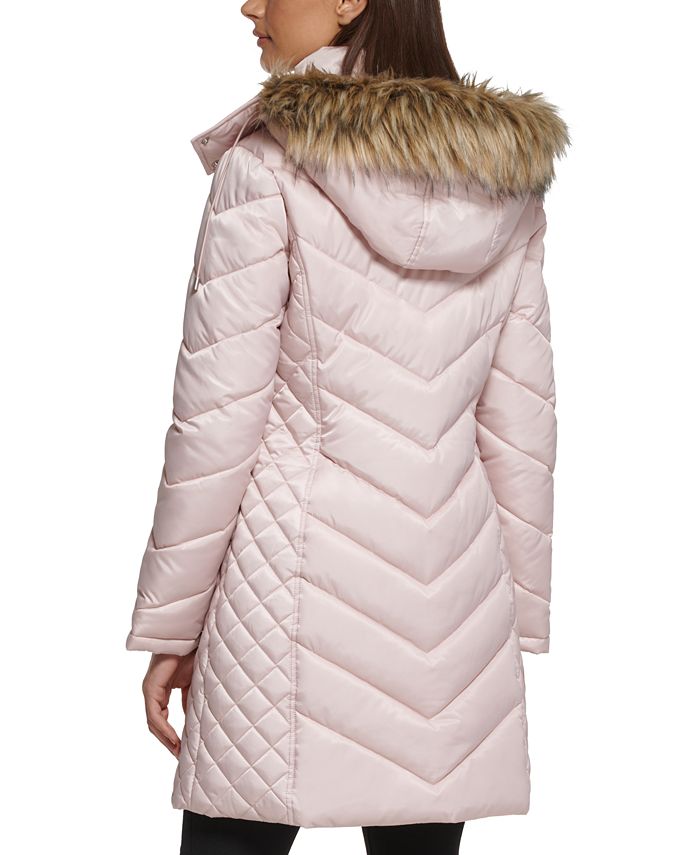 Kenneth Cole Women's Faux-Fur-Trim Hooded Puffer Coat - Macy's