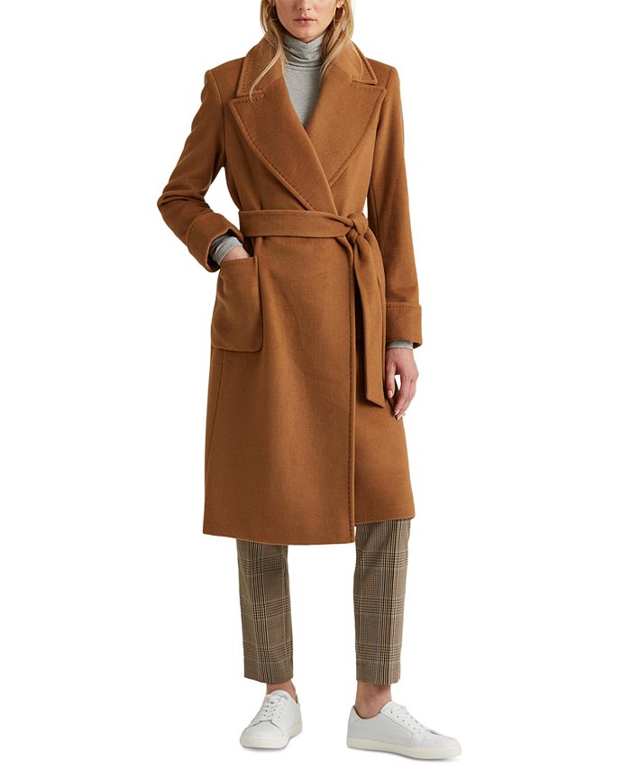 Elegant Hooded Wrap Coat - Women's Wool-blend Coat - Lattelierstore