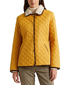 Women's Corduroy-Trim Quilted Coat, Created for Macy's