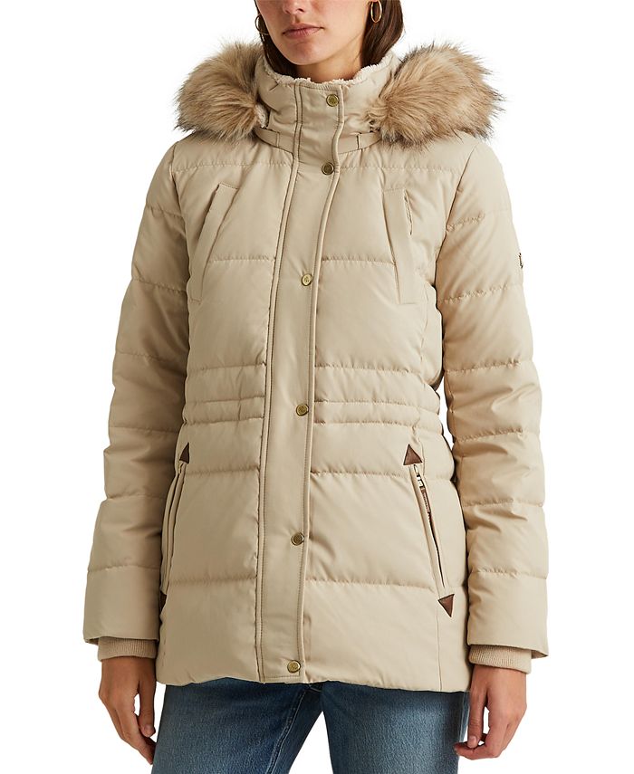 Lauren Ralph Lauren Women's Faux-Fur-Trim Hooded Down Puffer Coat, Created for Macy's & Reviews - Coats & Jackets - Women - Macy's