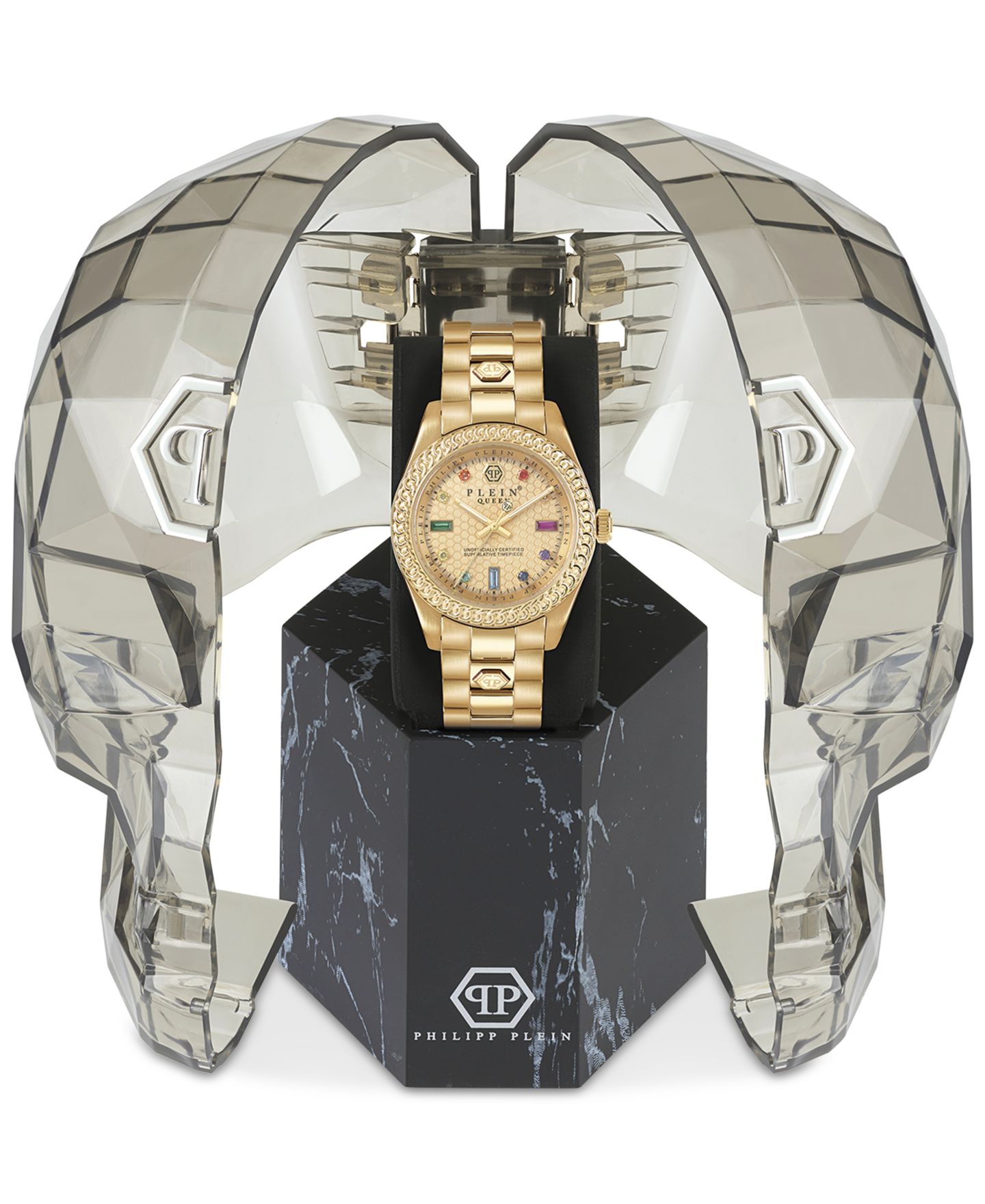 Женские часы Philipp Plein Queen Gold-Tone Stainless Steel Bracelet Watch 36mm — фото 3